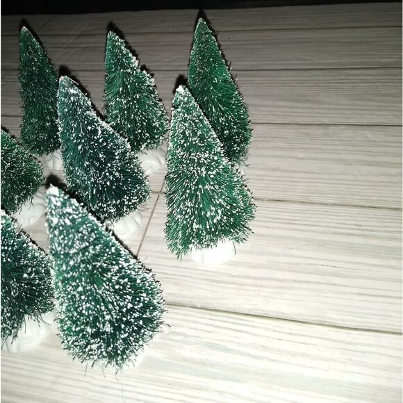 Village Accessories Vintage Frosted Topiary Trees Set of 9 Christmas Holiday - Picture 8 of 8